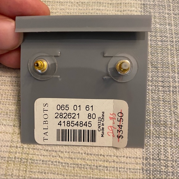 NWT Talbots Pearl Gold Stud Earrings - Picture 8 of 10